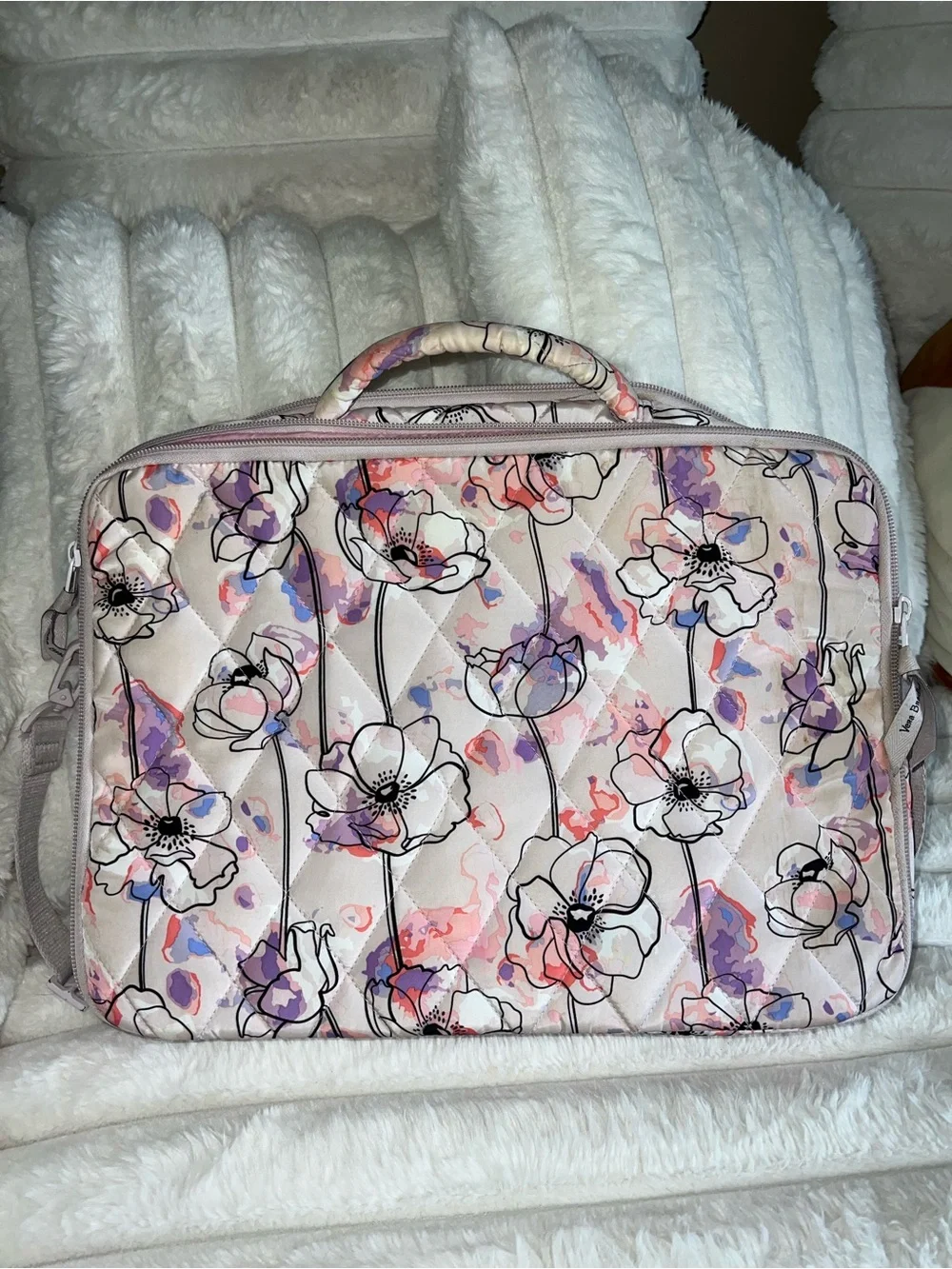 Vera Bradley Pastel Floral Quilted Laptop Bag in Pink and Purple
